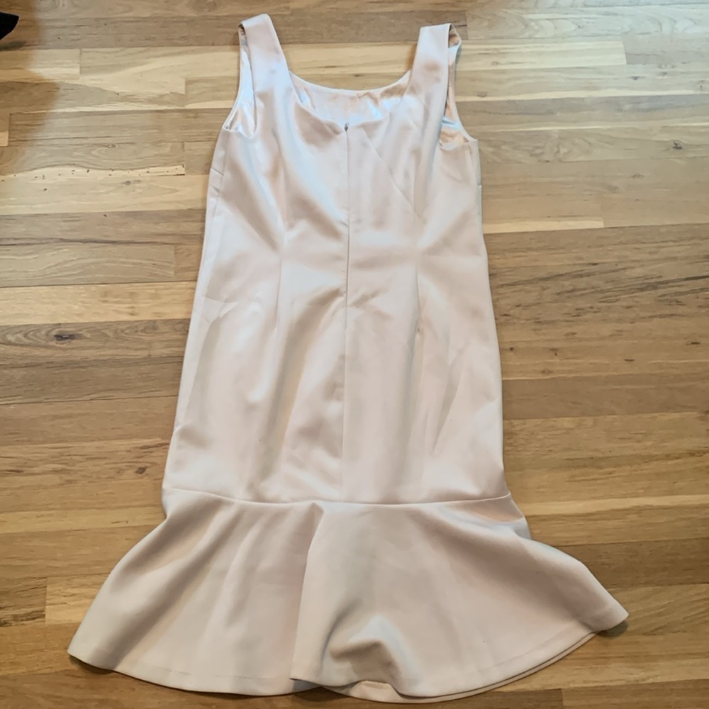 NWT Carmen Marc Valvo Nina Sleeveless Peplum Dress Beige Crystal Women’s 10 - Picture 12 of 15